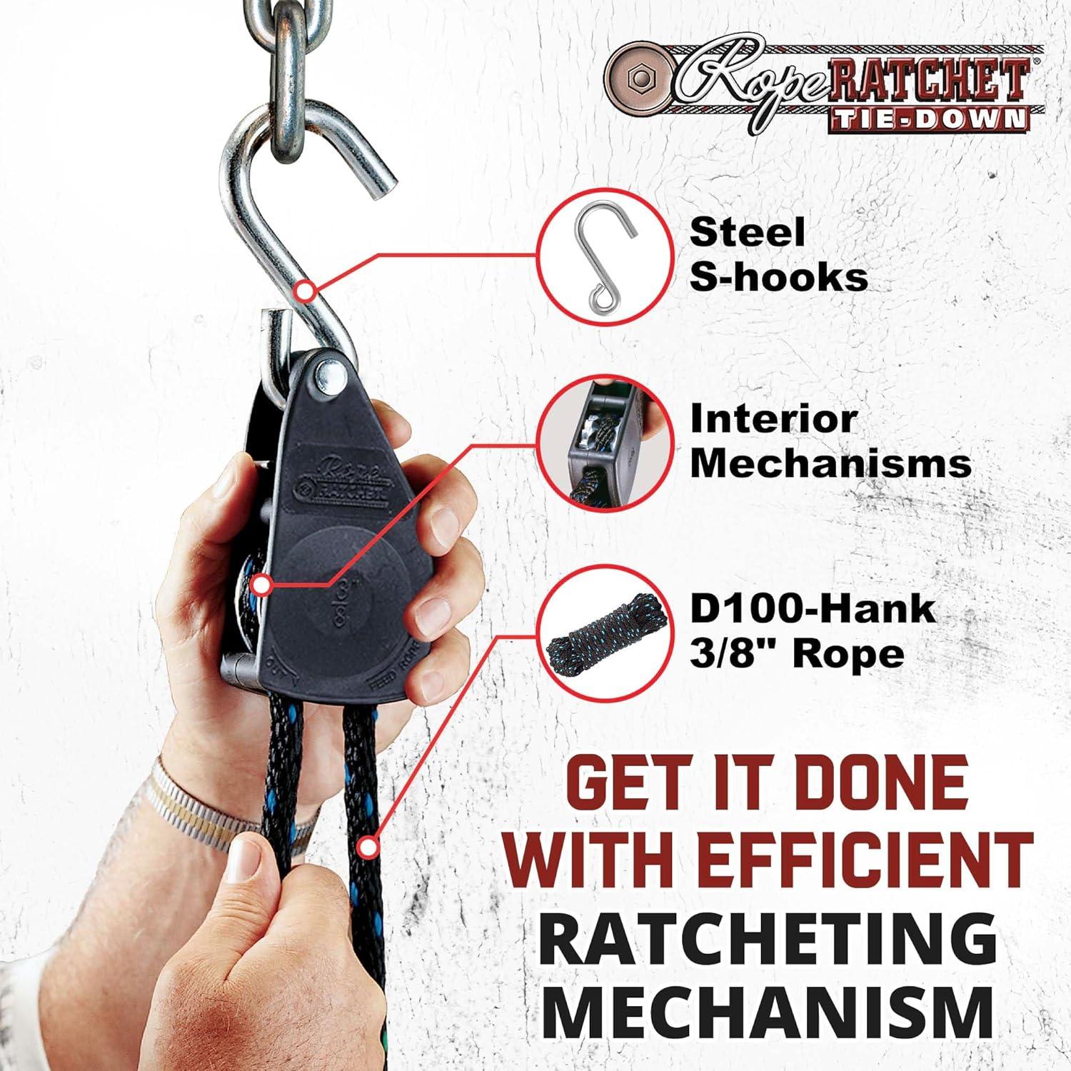 Polea de Cuerda Ratchet 2.44m Cuerda de Polipropileno 113kg