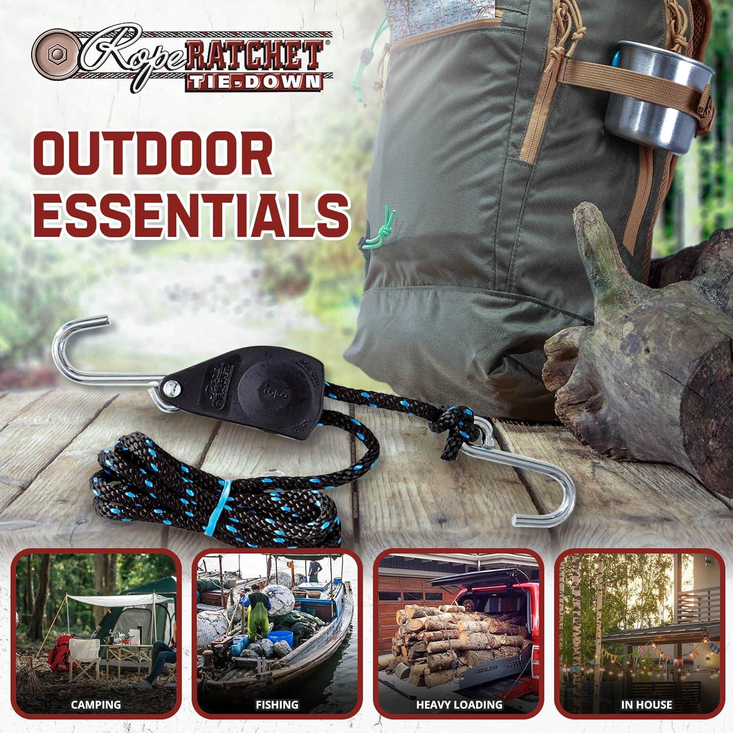 Polea de Cuerda Ratchet 2.44m Cuerda de Polipropileno 113kg