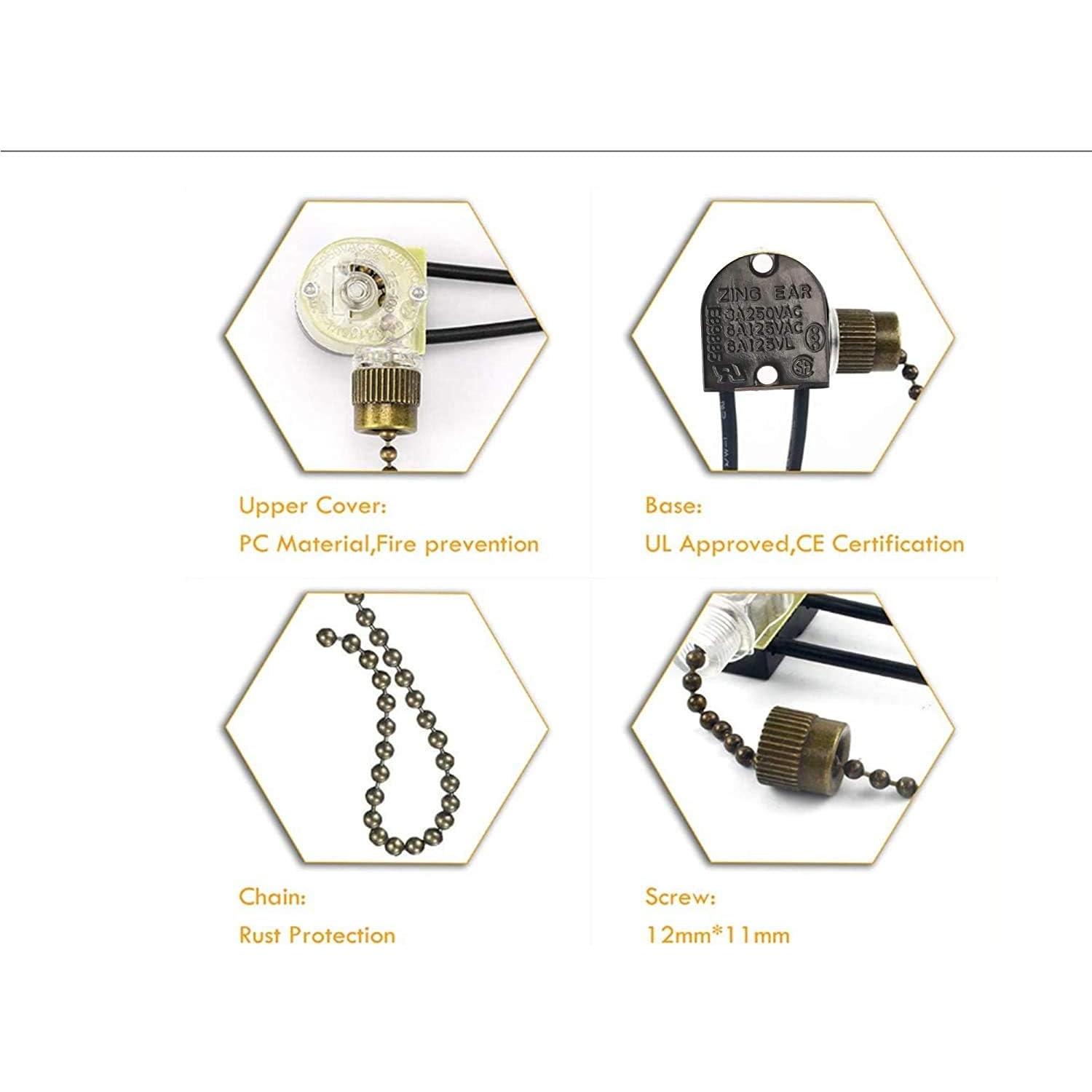 Interruptor de Luz Zing Ear ZE-109 para Ventilador de Techo - Bronce