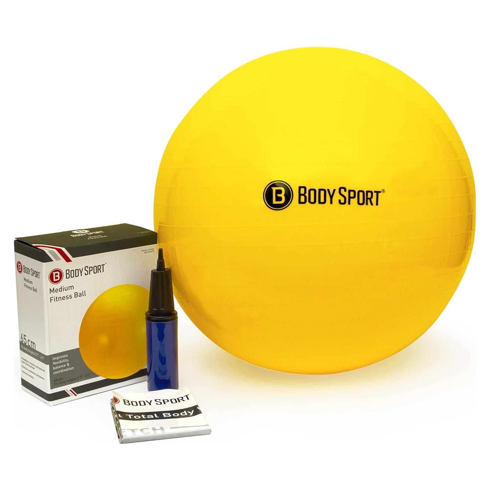 Bola de Ejercicio Body Sport 65 cm Amarillo con Bomba