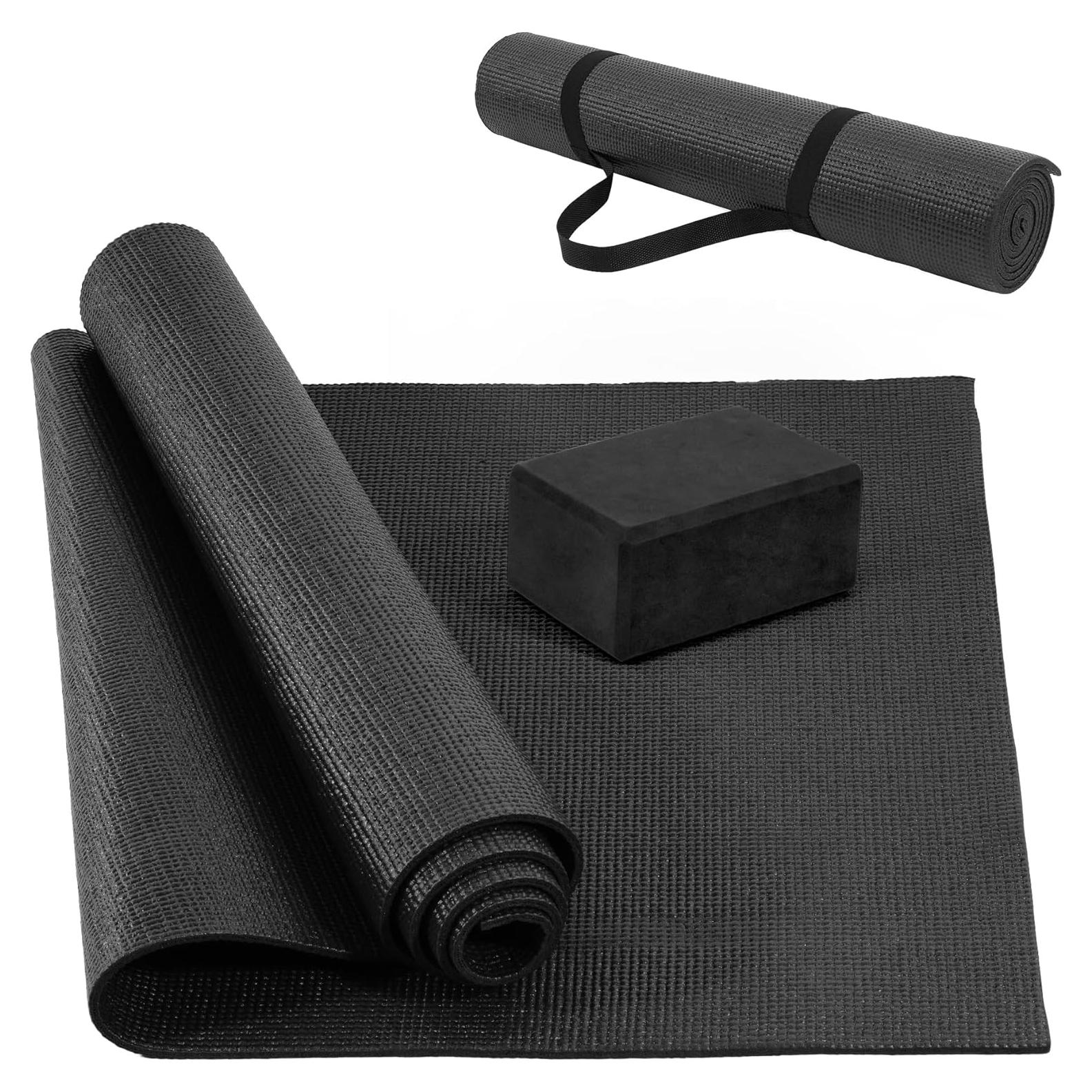 Esterilla de Yoga Fitvids 1/4'' Alta Densidad Antidesgarro Negra