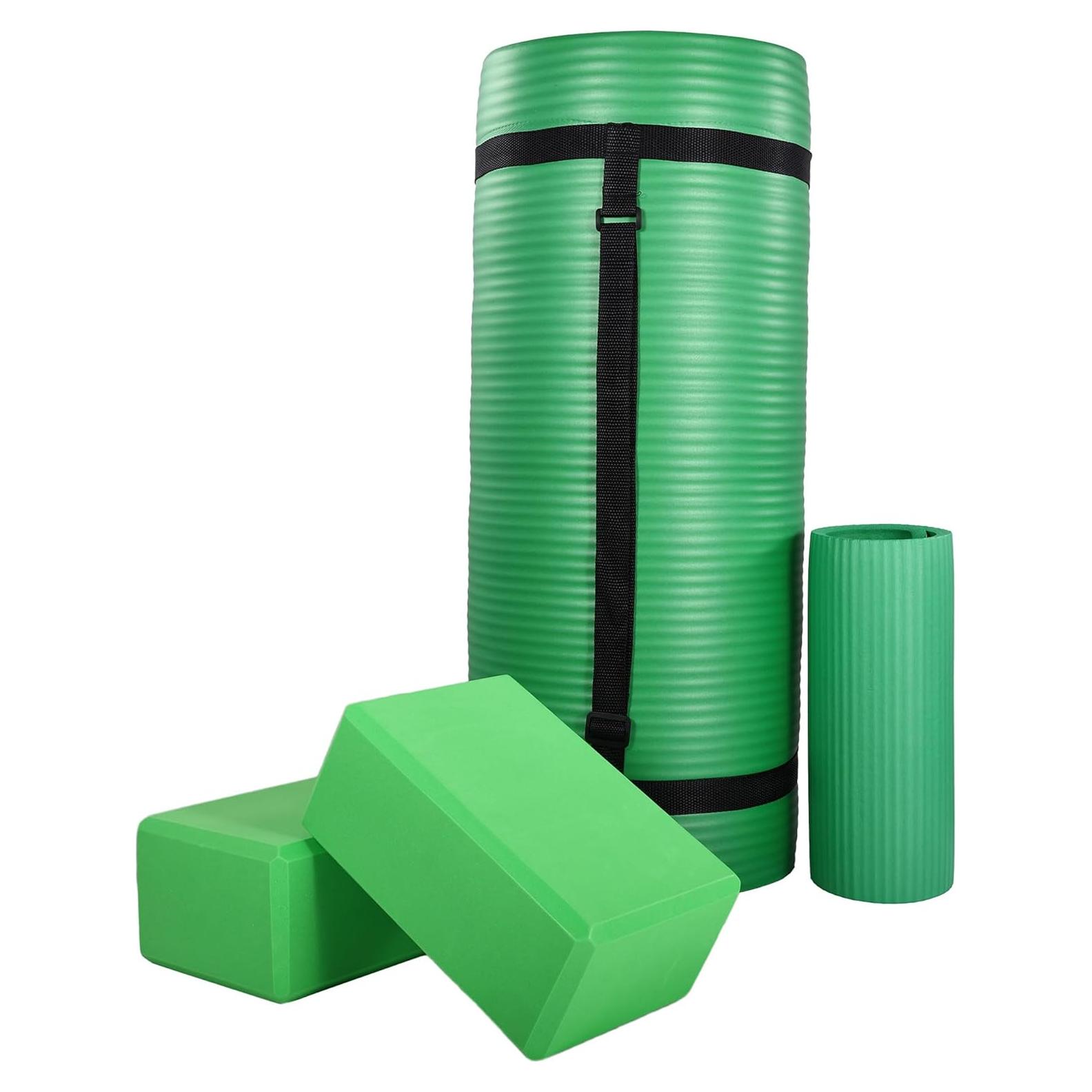 Esterilla de Yoga BalanceFrom 180x60 cm con Bloques y Almohadilla