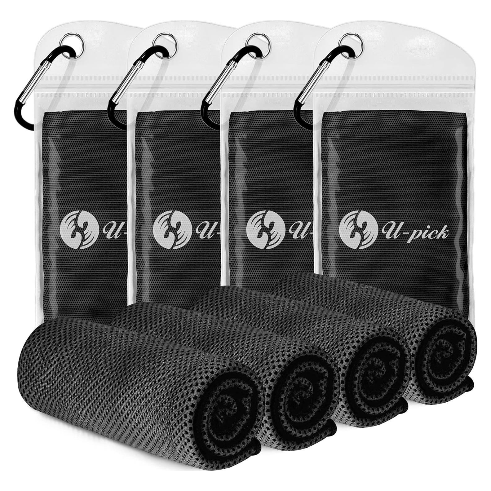 Toallas Enfriadoras U-pick 4 Unidades 100x30 cm Microfibra Negra