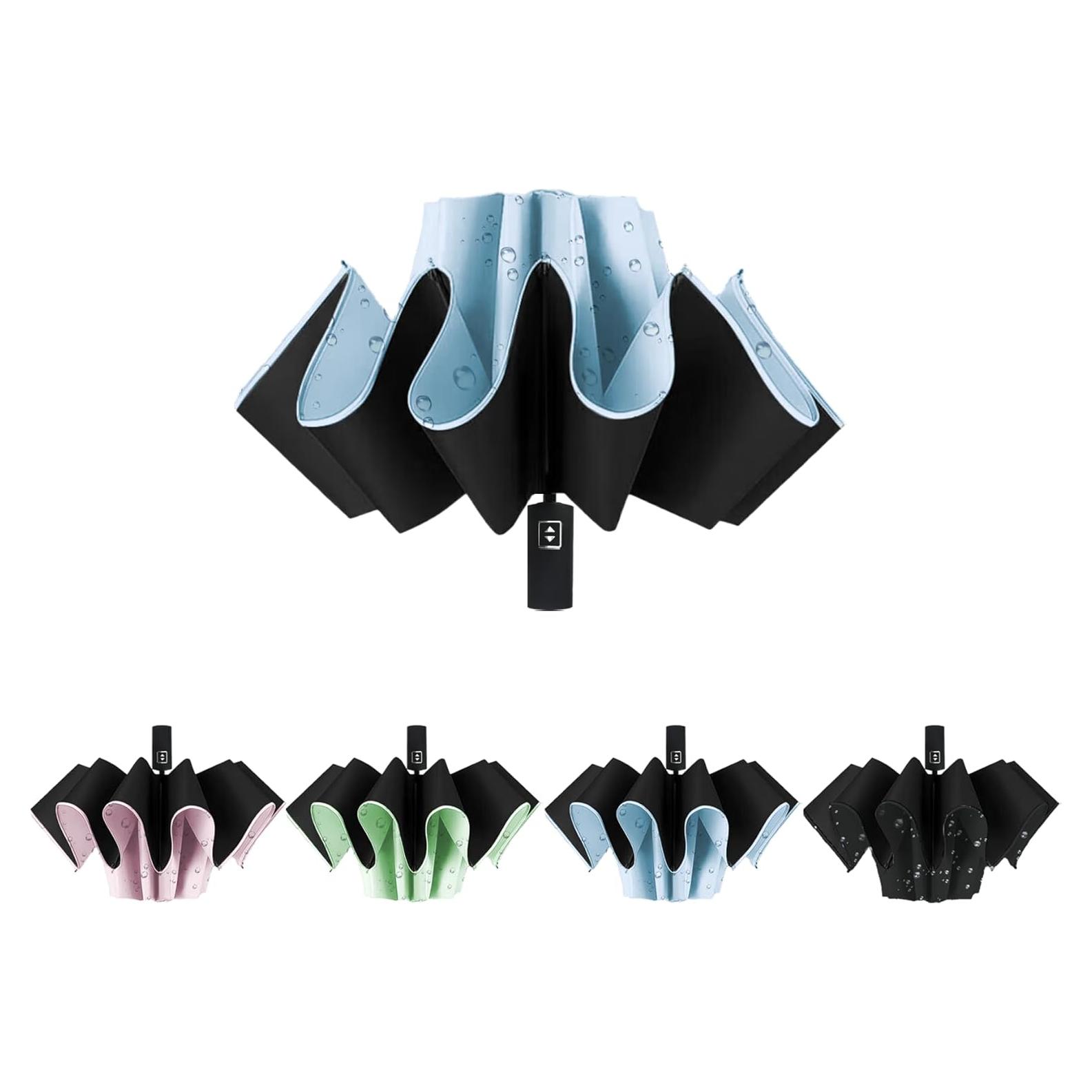 Paraguas Automático Invertido ALFROTEY Grande Plegable UV Azul L