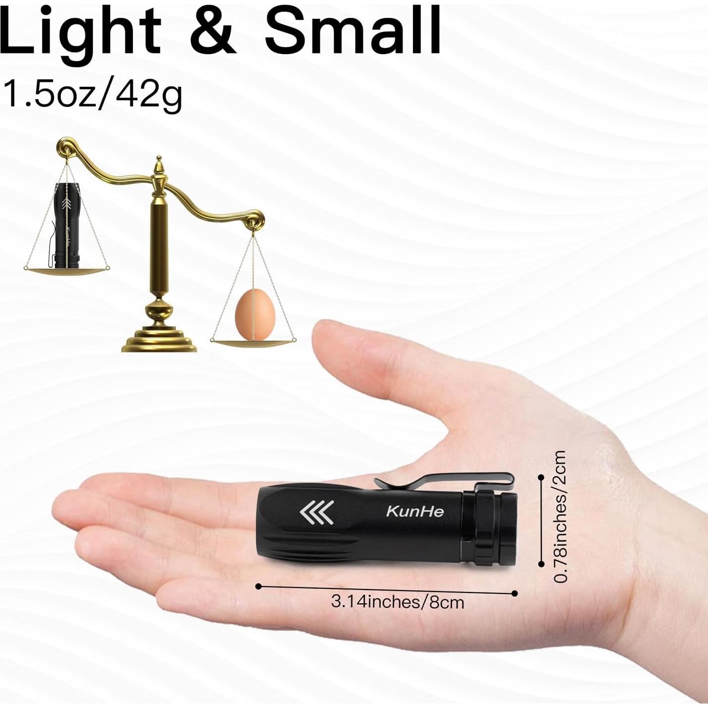 Paquete de 20 Linternas Recargables KunHe Mini 300 Lúmenes