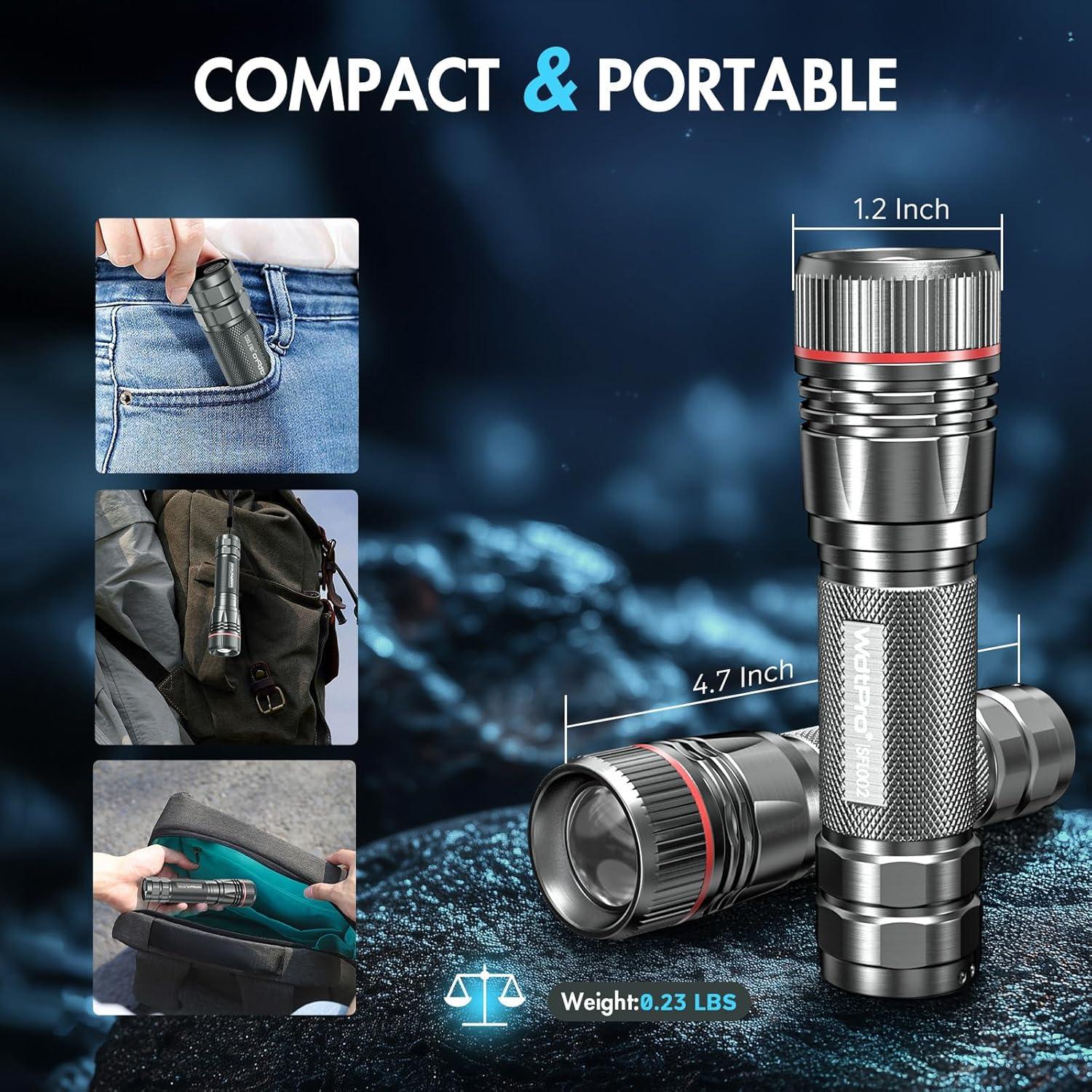 Linterna Recargable WdtPro SFL002 LED 10H Gris Compacta