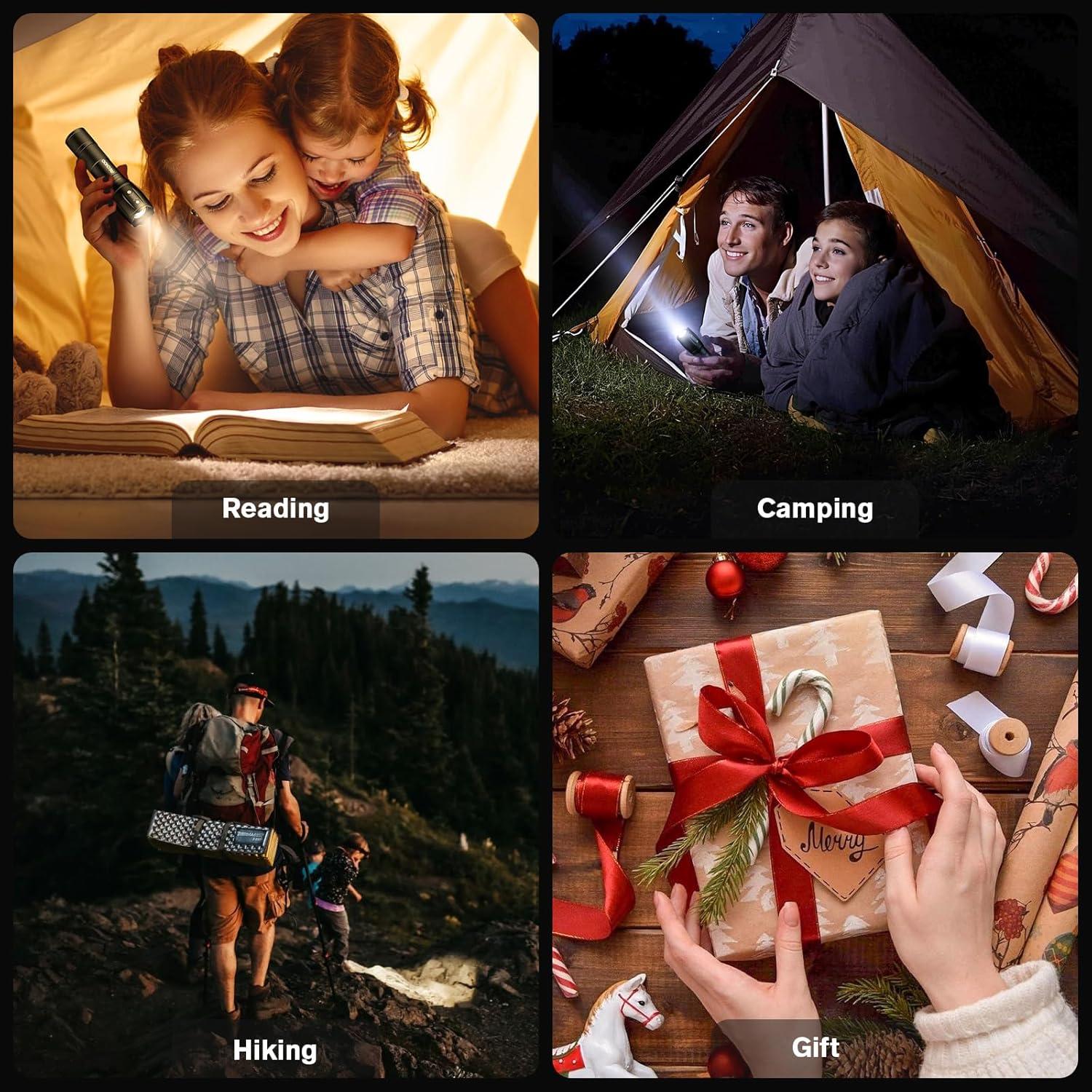 Linternas LED Tácticas RECHOO 6 Paquete con Baterías AAA