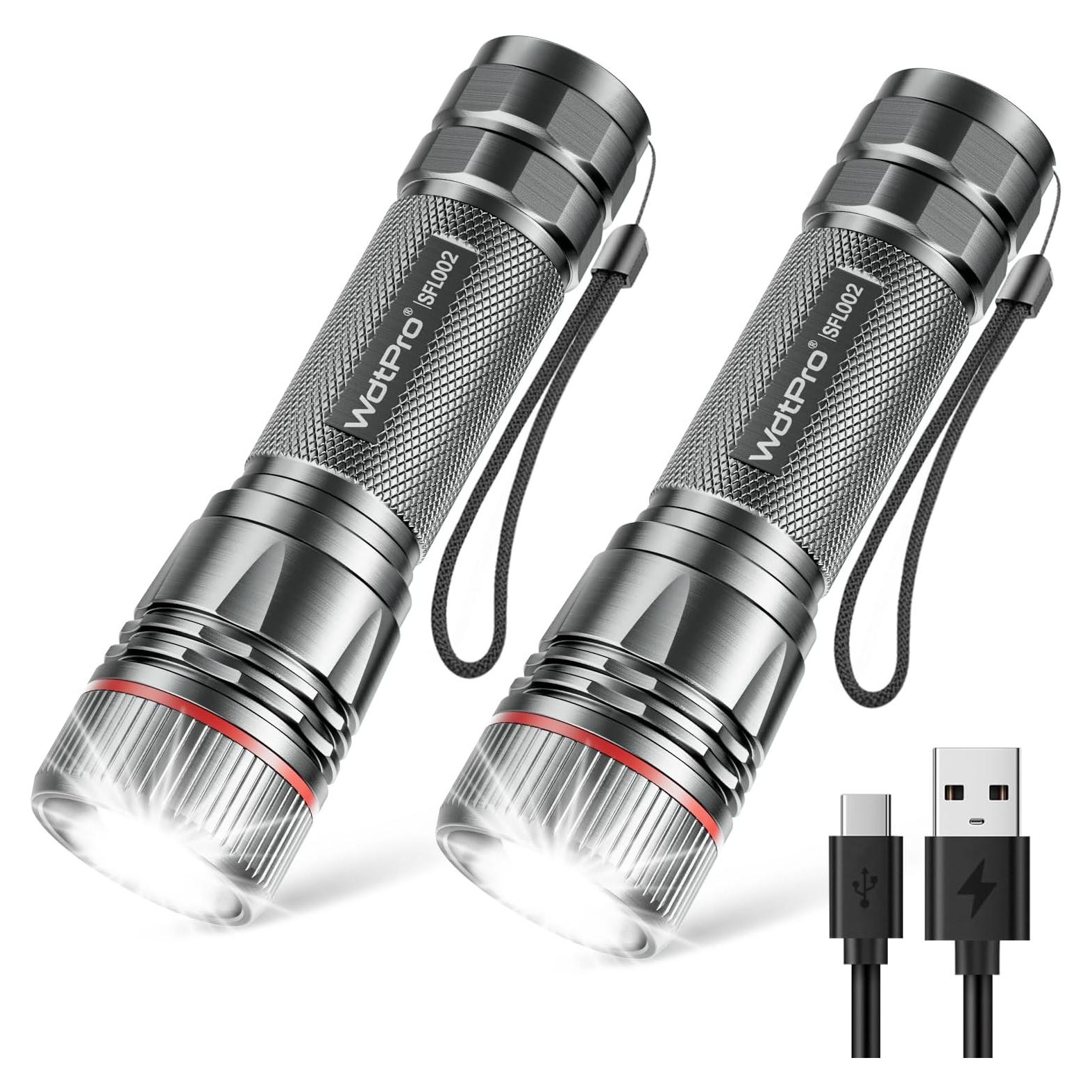 Linternas Recargables WdtPro 2 Paquete LED 10H Gris