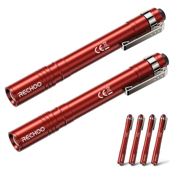 Linterna LED de Bolígrafos RECHOO 4 Pack Roja Impermeable