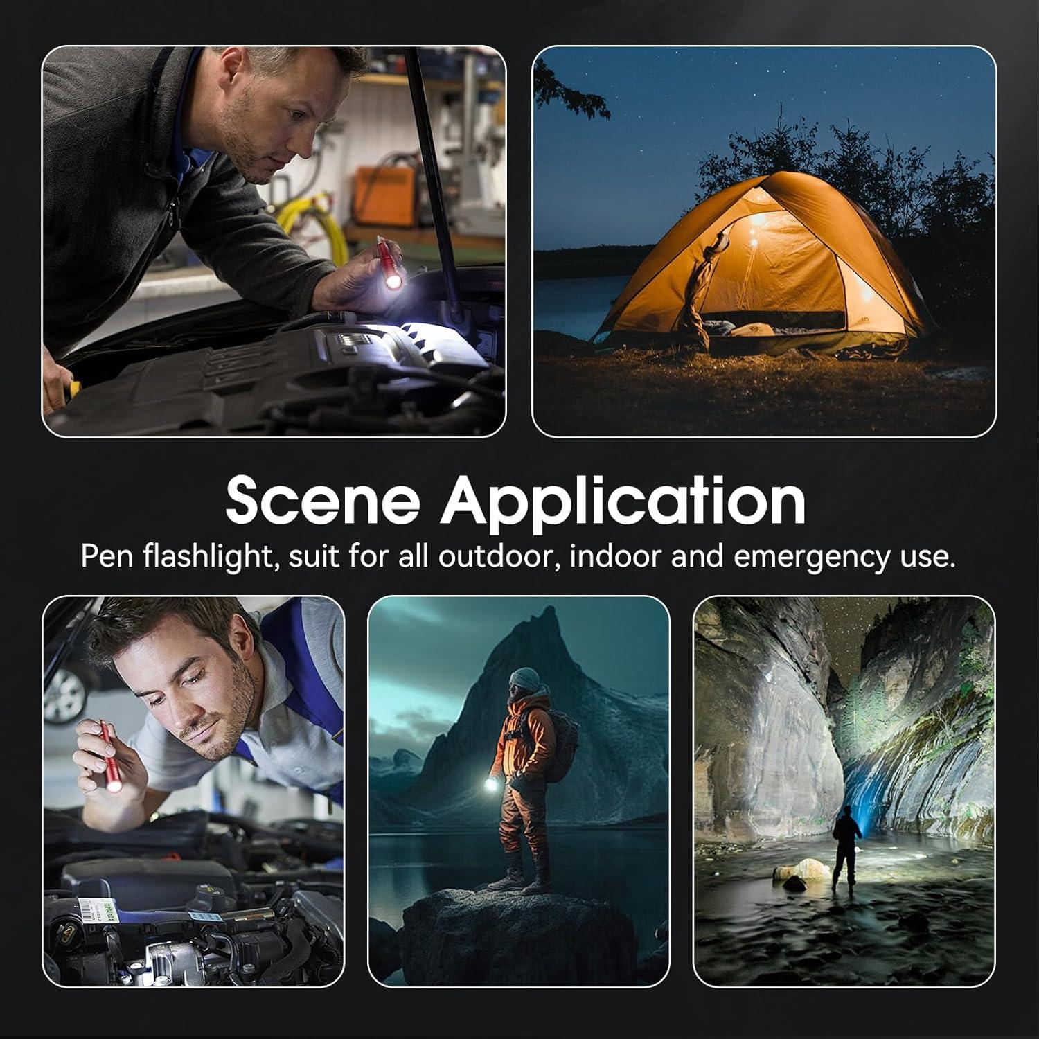 Linterna LED de Bolígrafos RECHOO 4 Pack Roja Impermeable