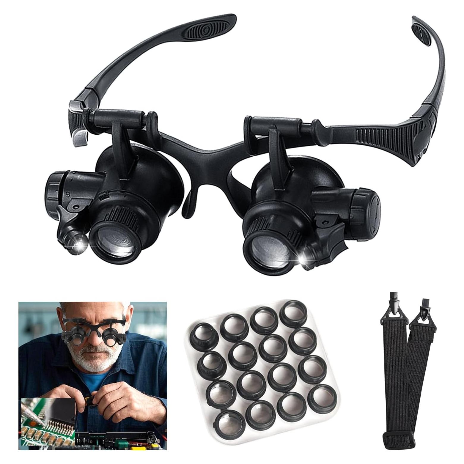 Lupa de Montura en la Cabeza mlogiroa con Luz LED 25X