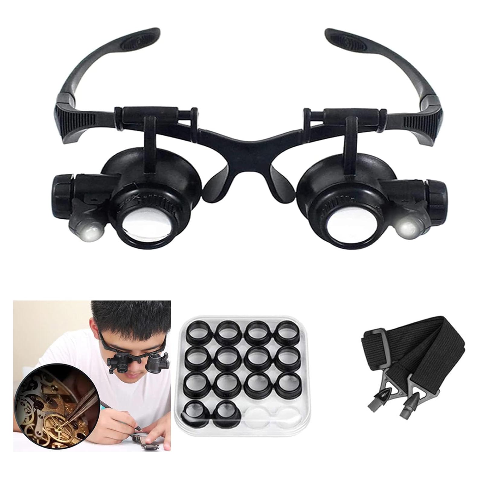 Lupa de Aumento con Luz LED LXIANGN 2.5X a 25X Montada en Cabeza