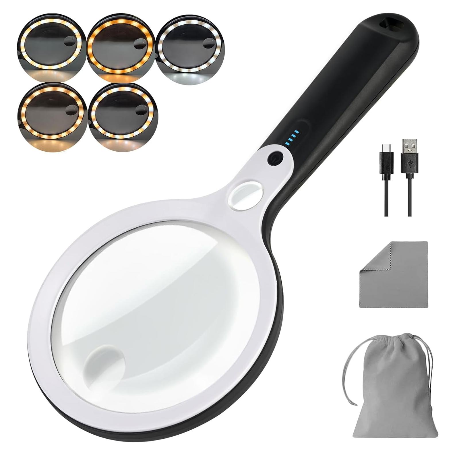 Lupa iluminada recargable BASEJKCO 4.3" 10X 20X 45X LED