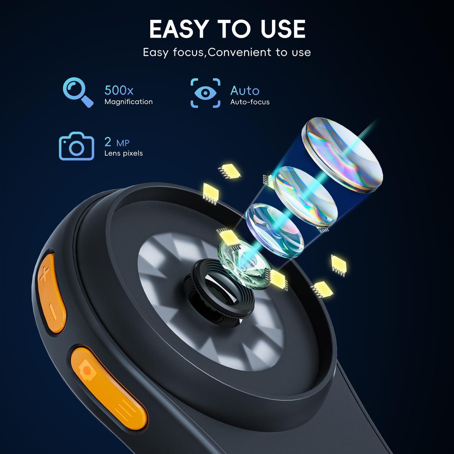 Microscopio Digital de Mano SKYBASIC 500X con Pantalla 2"