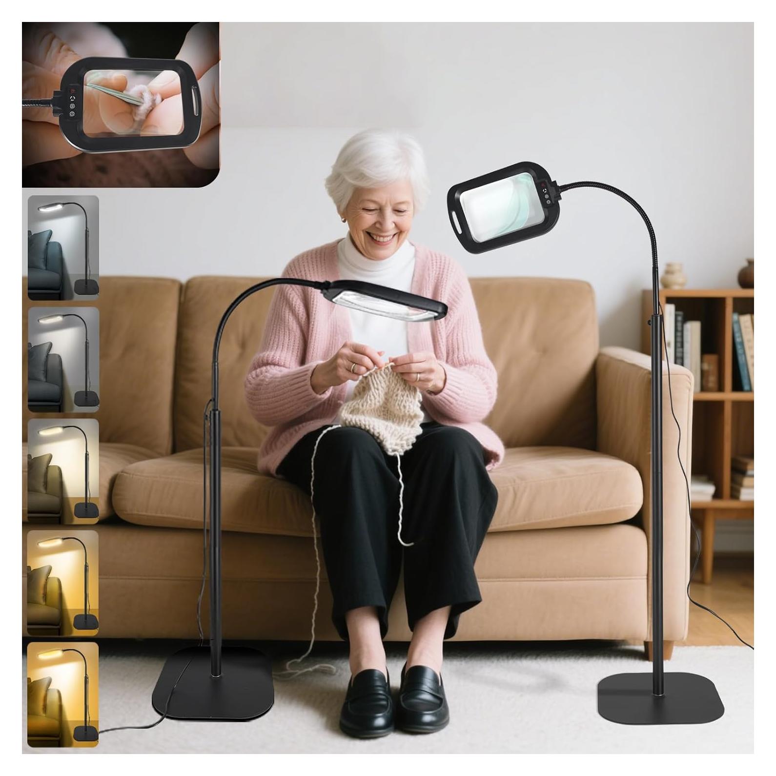 Lupa de Piso GABORISH 10X con Luz LED y Soporte Flexible