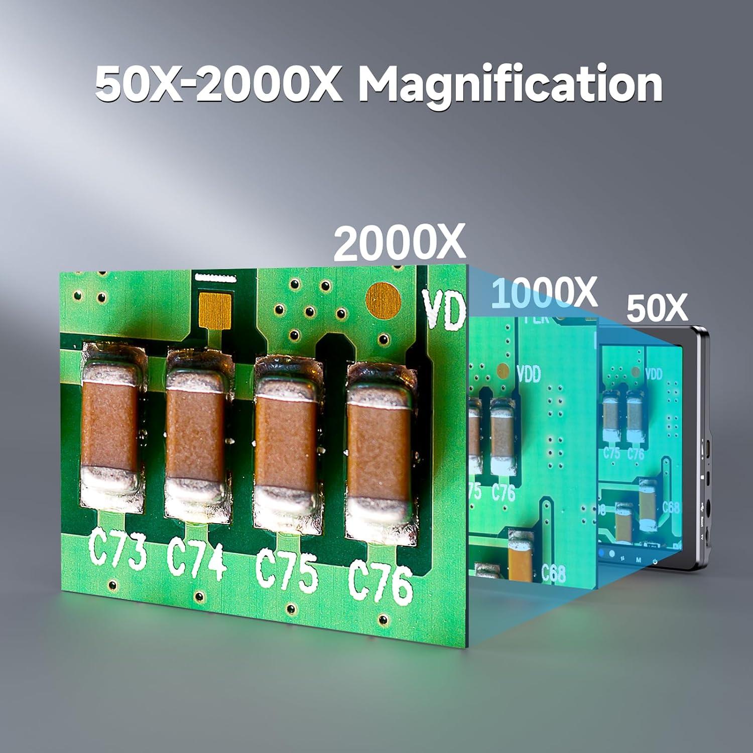 Microscopio Digital DM12 2000X con Pantalla IPS 10.1" y HDMI