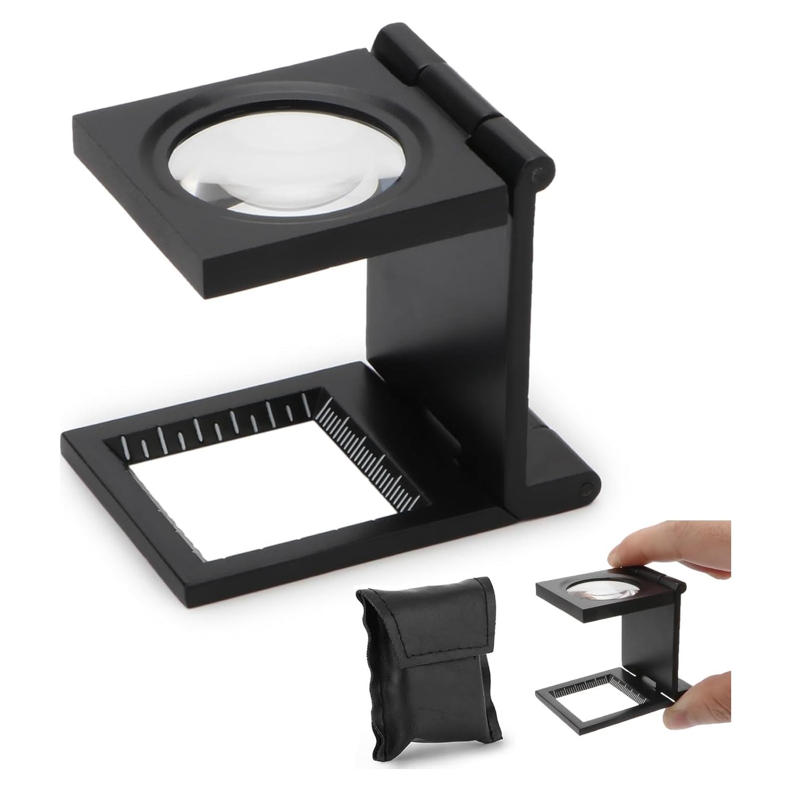 Lupa Plegable Rongon 10X 28mm con Escala y Funda de Cuero