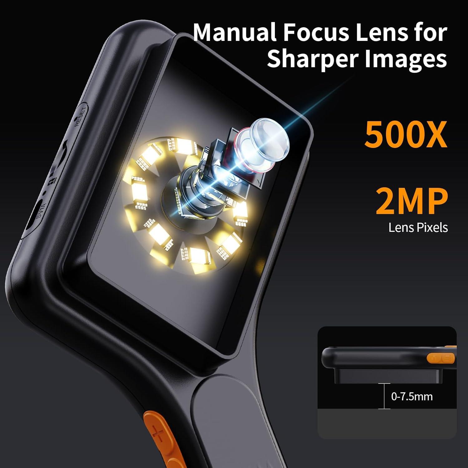 Microscopio Digital USB Ashfly 500X con Pantalla 3" y LED