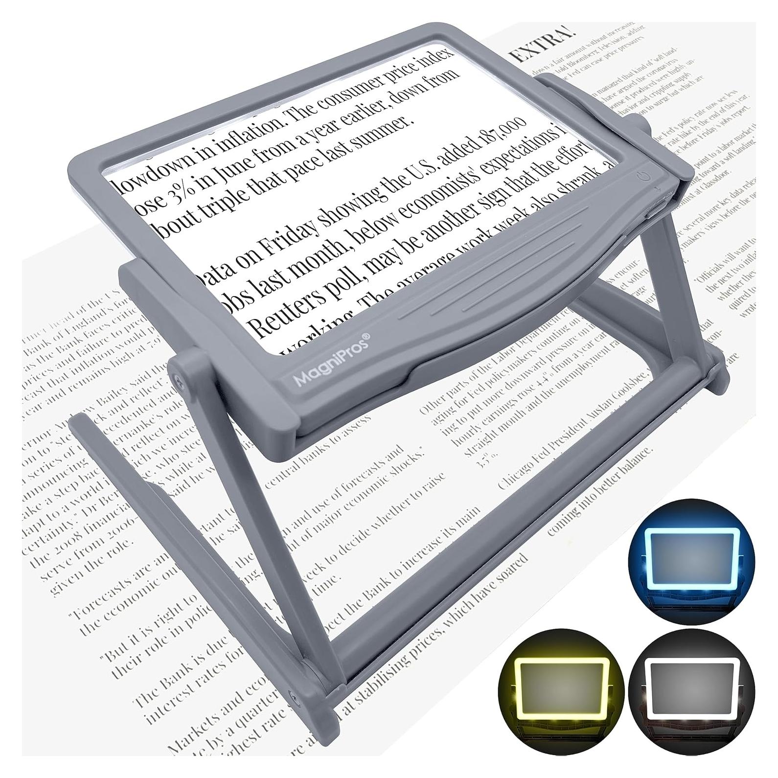 Lente de Página LED Magnipros 5X con Soporte Desmontable