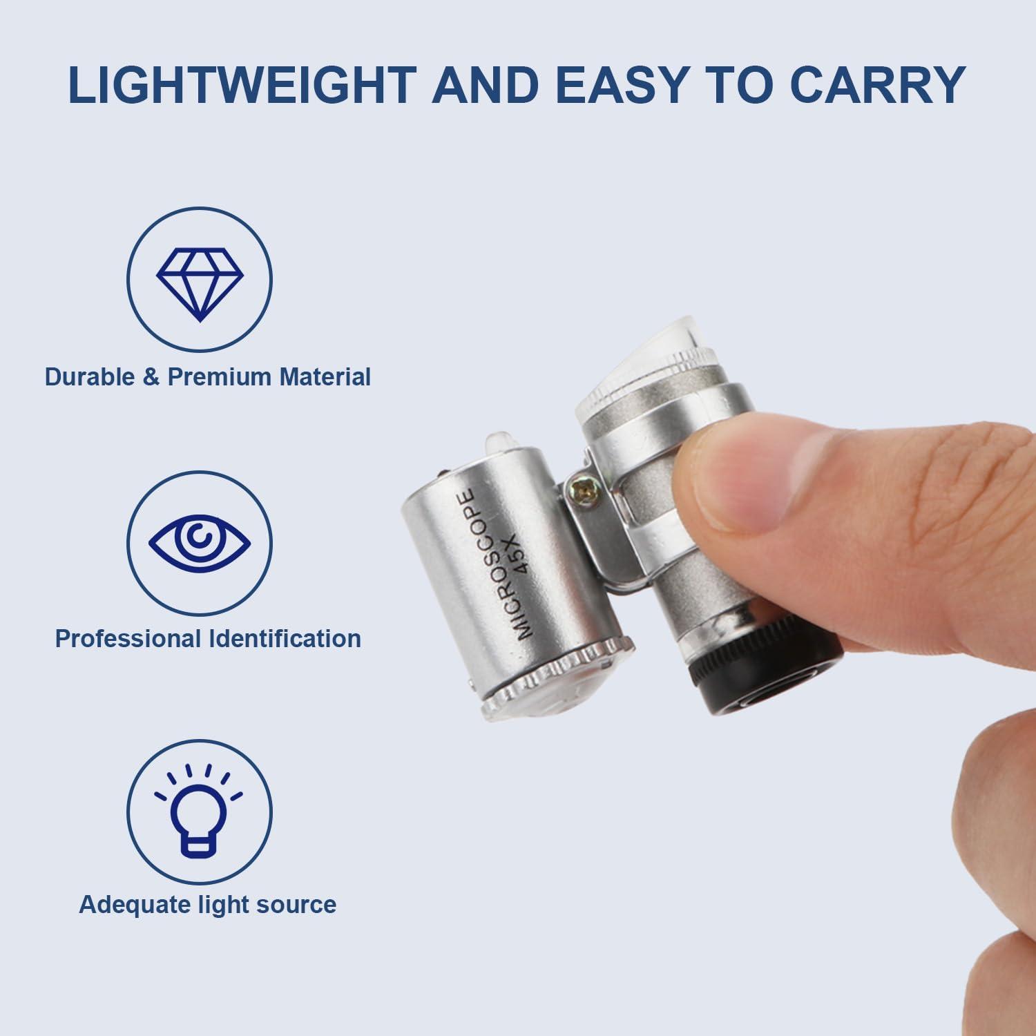 Lupa Mini 45X con 2 Luces LED Crazy Cart - Joyeros