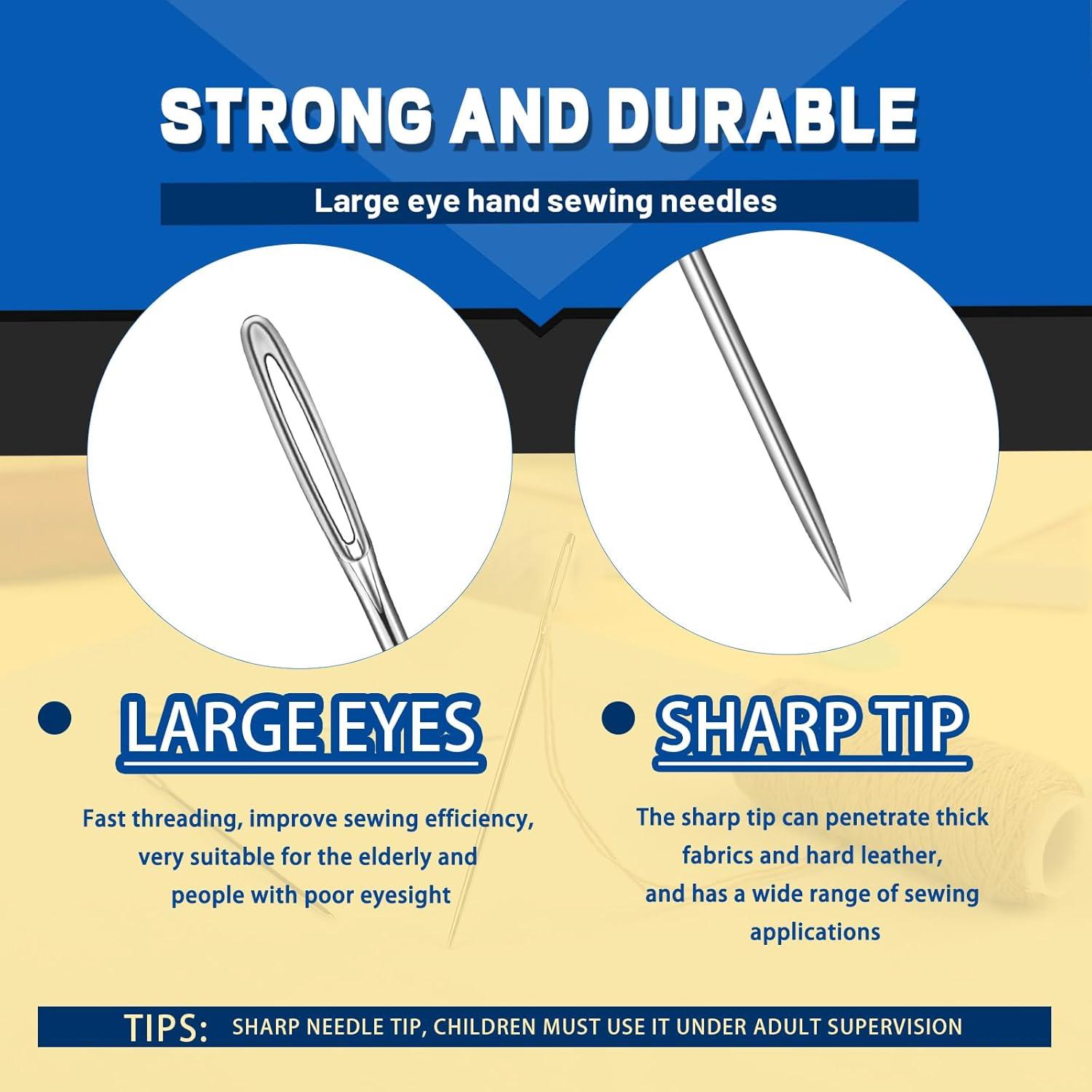 Juego de 35 Agujas de Coser JNENERY de Ojo Grande - Acero Inoxidable