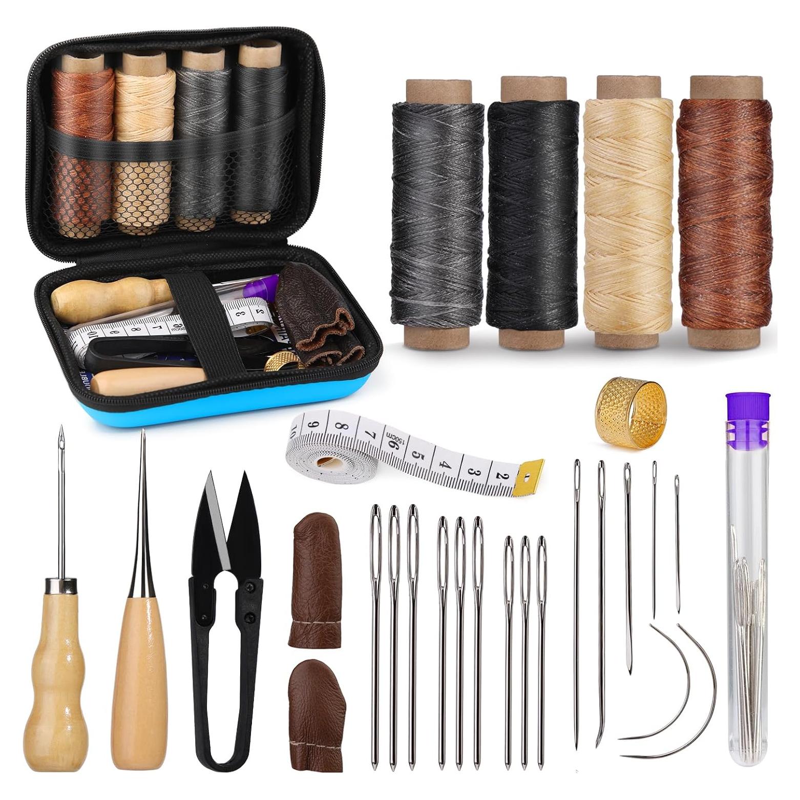 Kit de Costura de Cuero MORFEN 17 Piezas - Agujas, Hilo, Herramientas