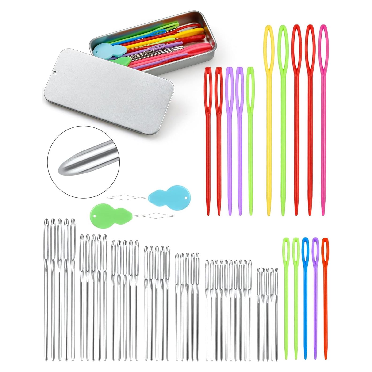 Agujas de Hilo Ojo Grande FIVEZERO 55 Piezas Acero Inoxidable