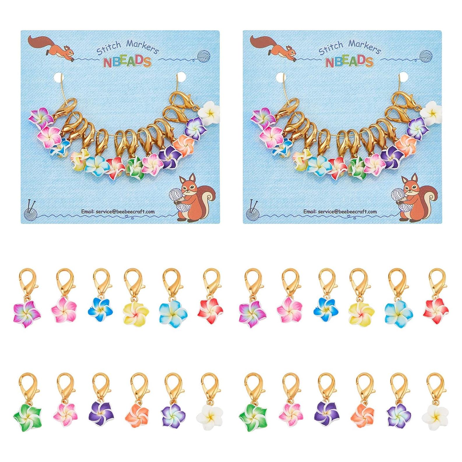 NBEADS 24 Marcadores de Puntos de Ganchillo Florales DIY