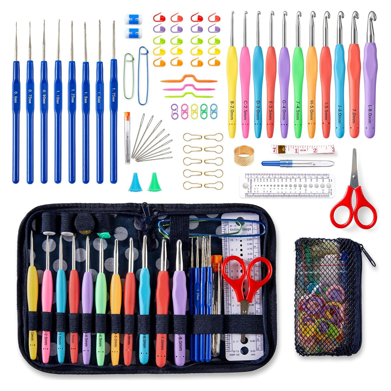 Kit de Ganchillos Ergonomicos INSCRAFT 82 Piezas 0.6-8mm