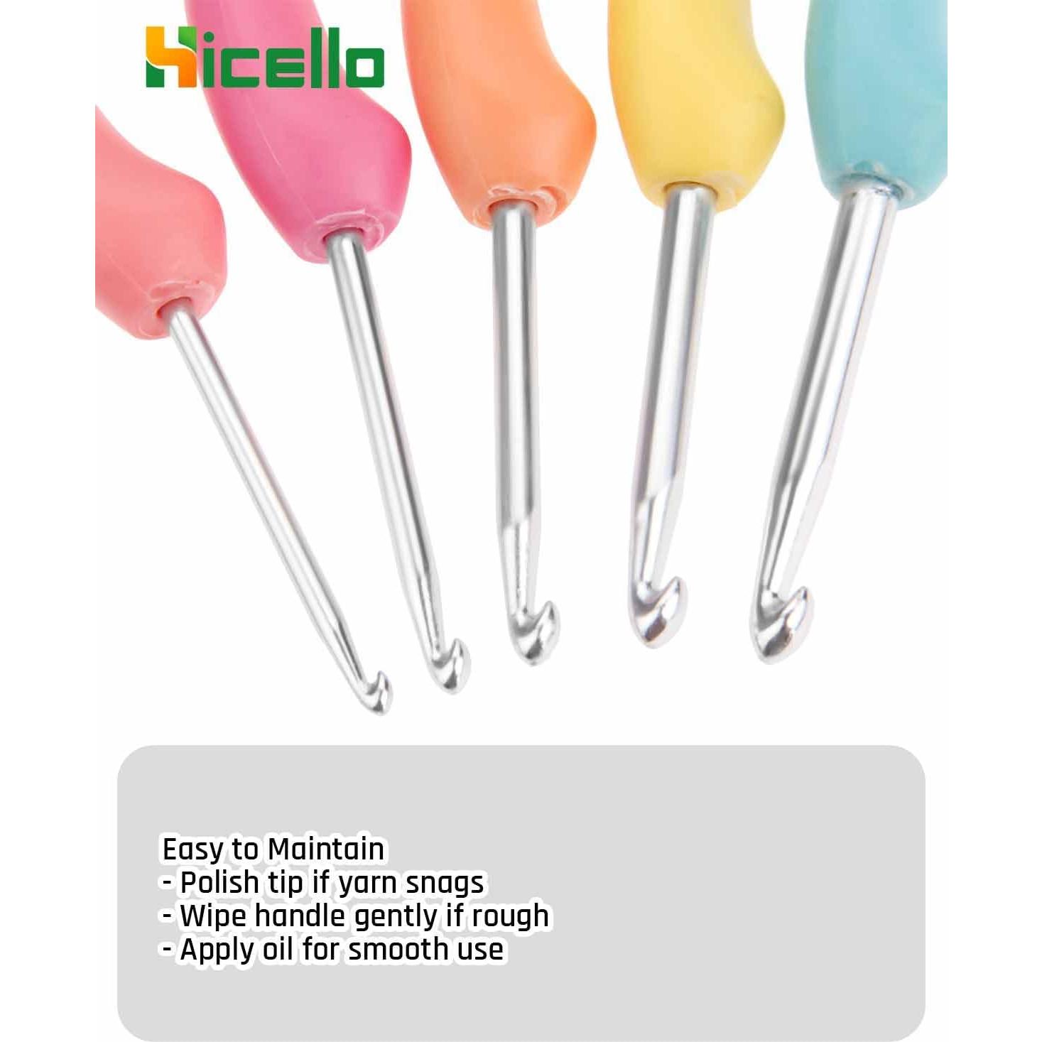 Juego de Ganchillos Ergonomicos Hicello 8 Piezas Aluminio