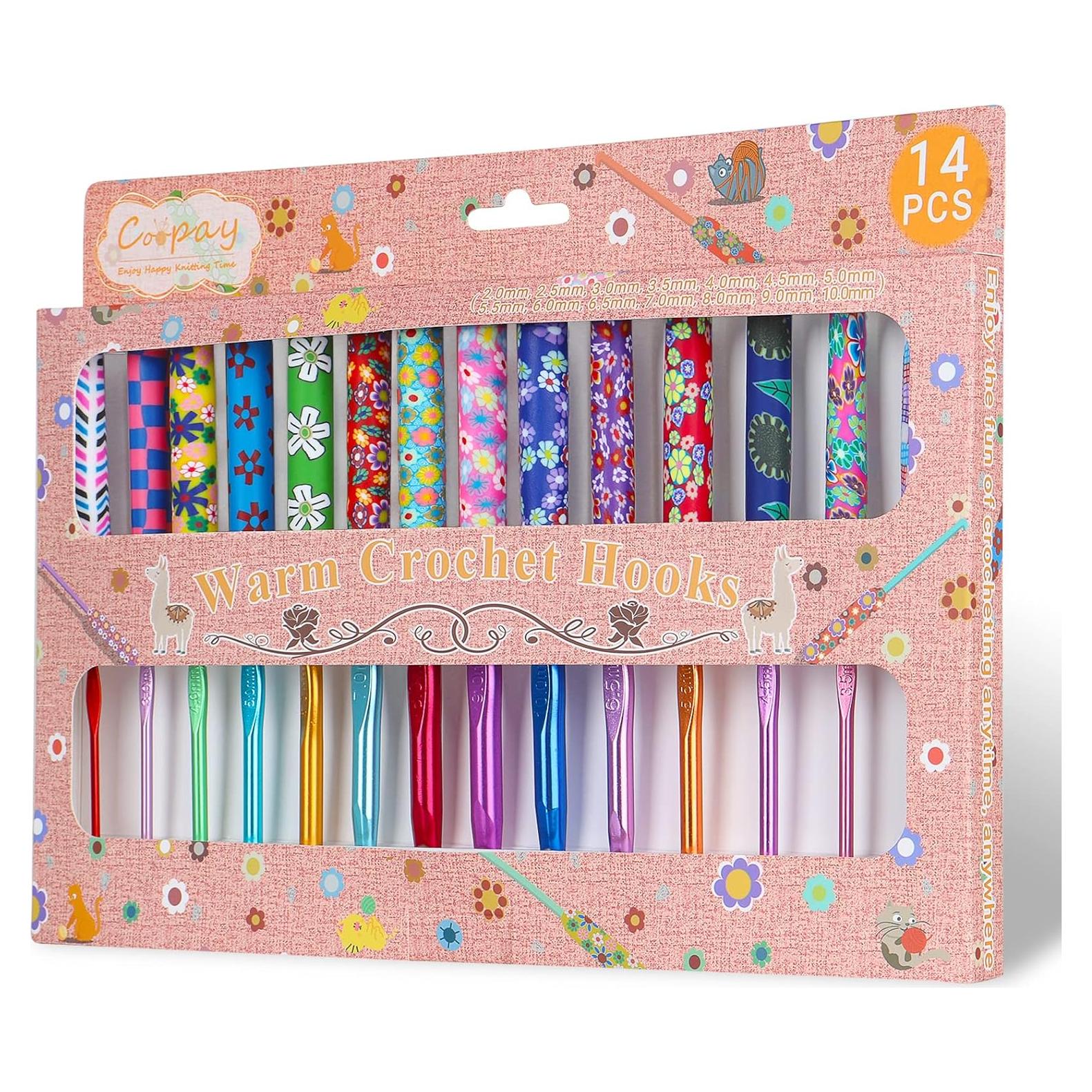 Juego de Ganchillos de Crochet Coopay 14 Piezas 2mm a 10mm
