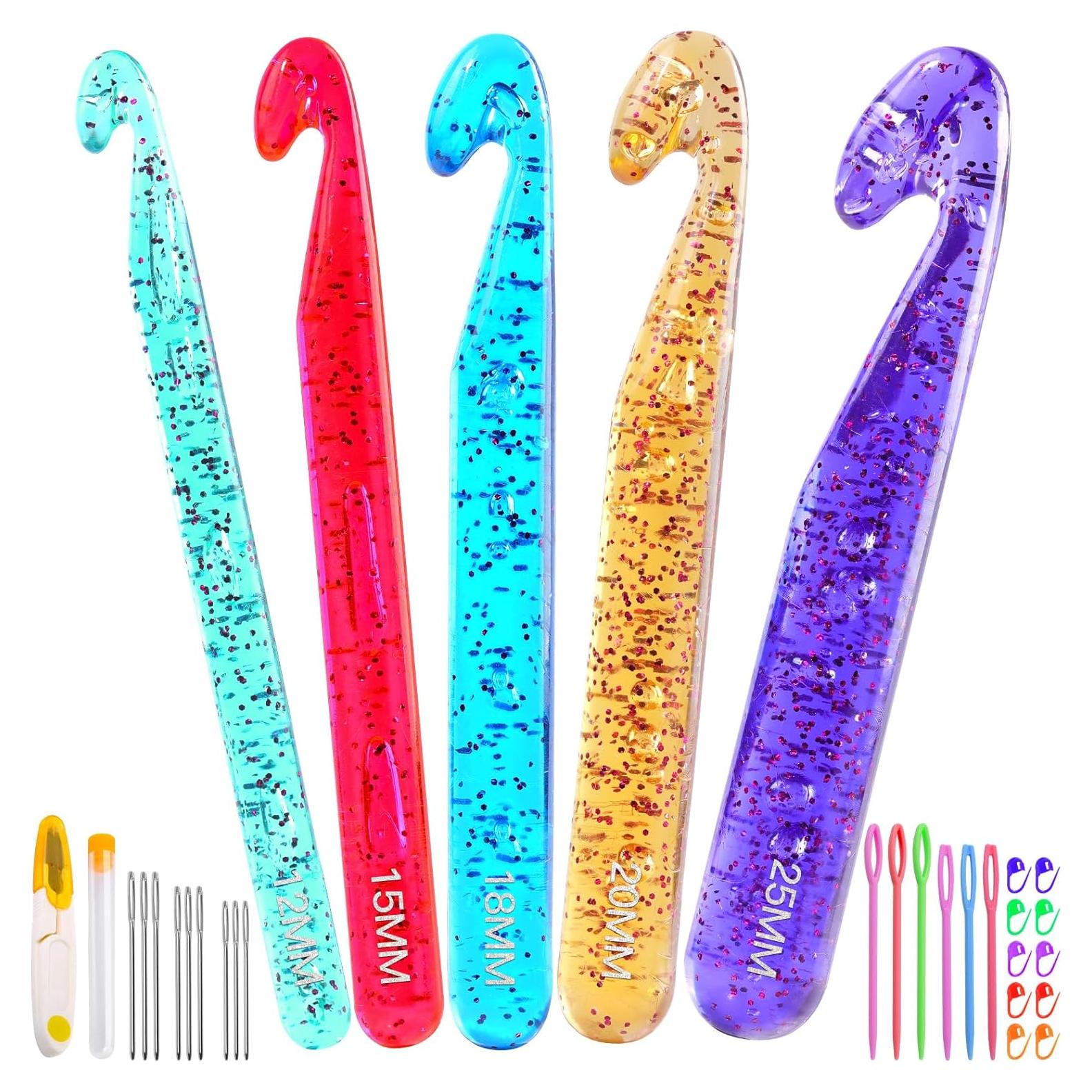 Set de Ganchos de Crochet Grandes QMNNMA 12mm-25mm Multicolor