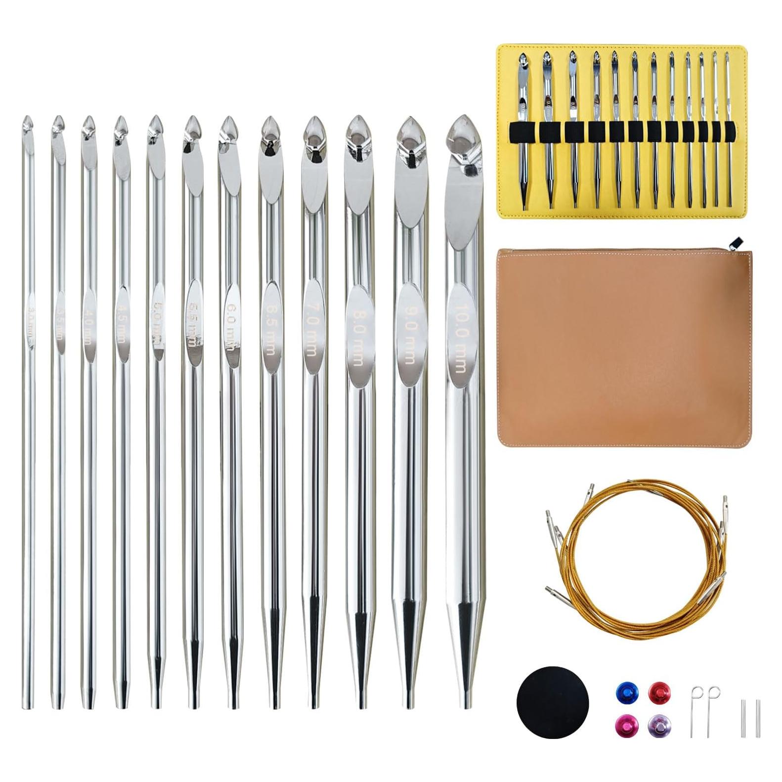 Juego de Ganchillos Tunecinos Intercambiables PLZZREE 26 Piezas