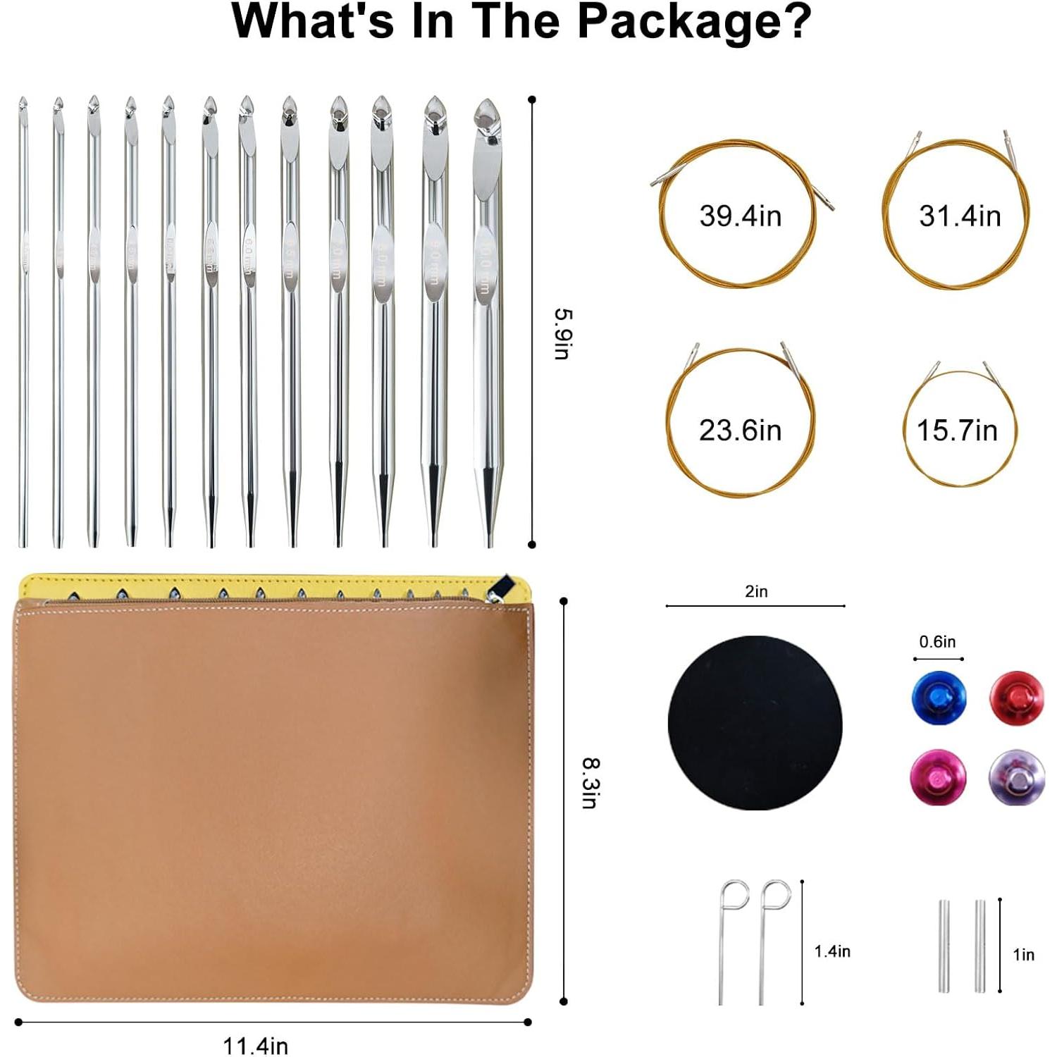 Juego de Ganchillos Tunecinos Intercambiables PLZZREE 26 Piezas