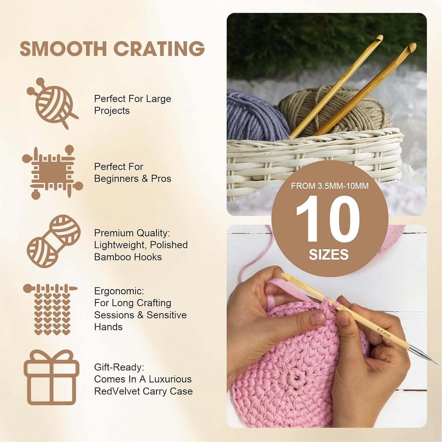 Juego de Ganchillos Tunecinos Demine - 10 Tamaños 3.5mm a 10mm