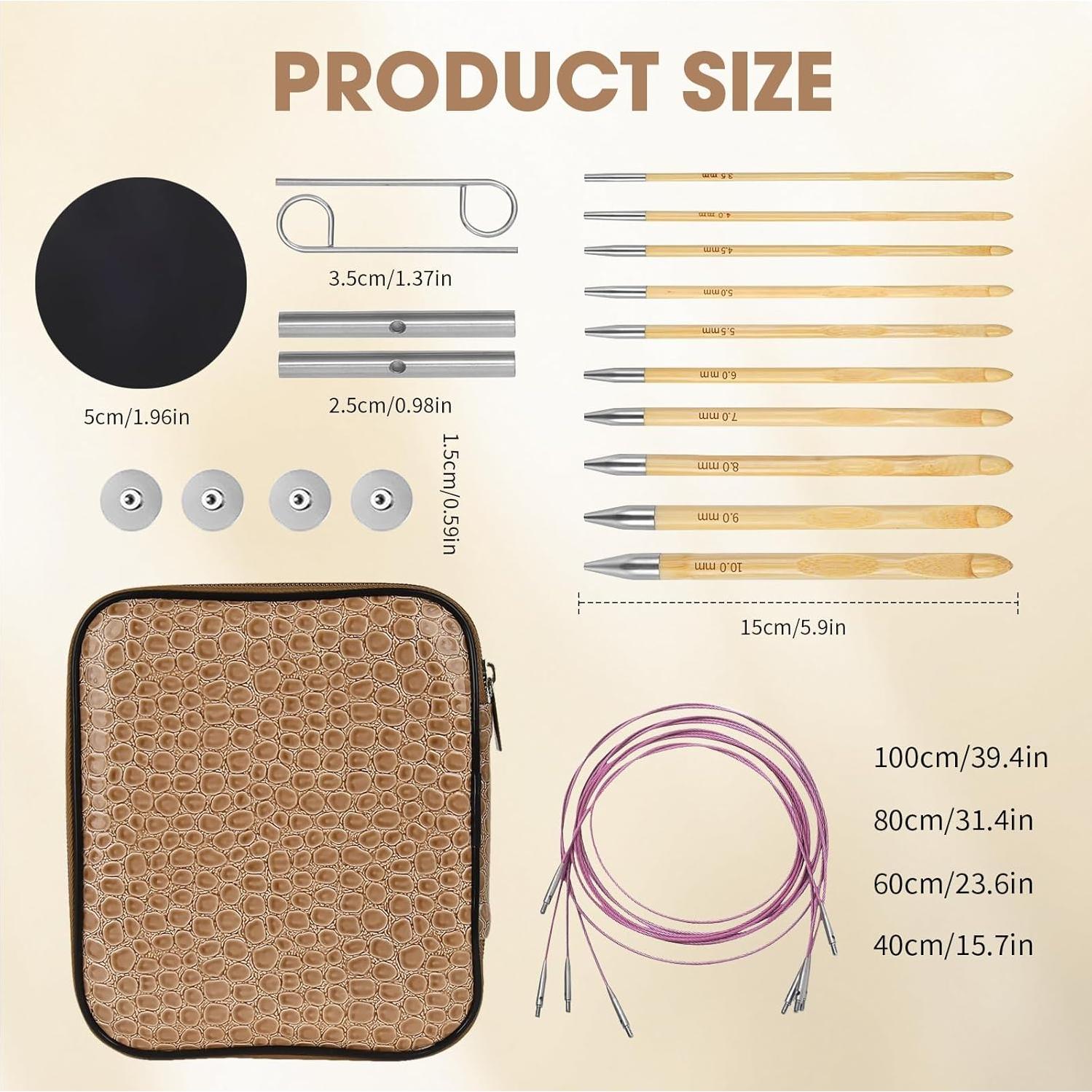 Juego de Ganchillos Tunecinos Demine - 10 Tamaños 3.5mm a 10mm