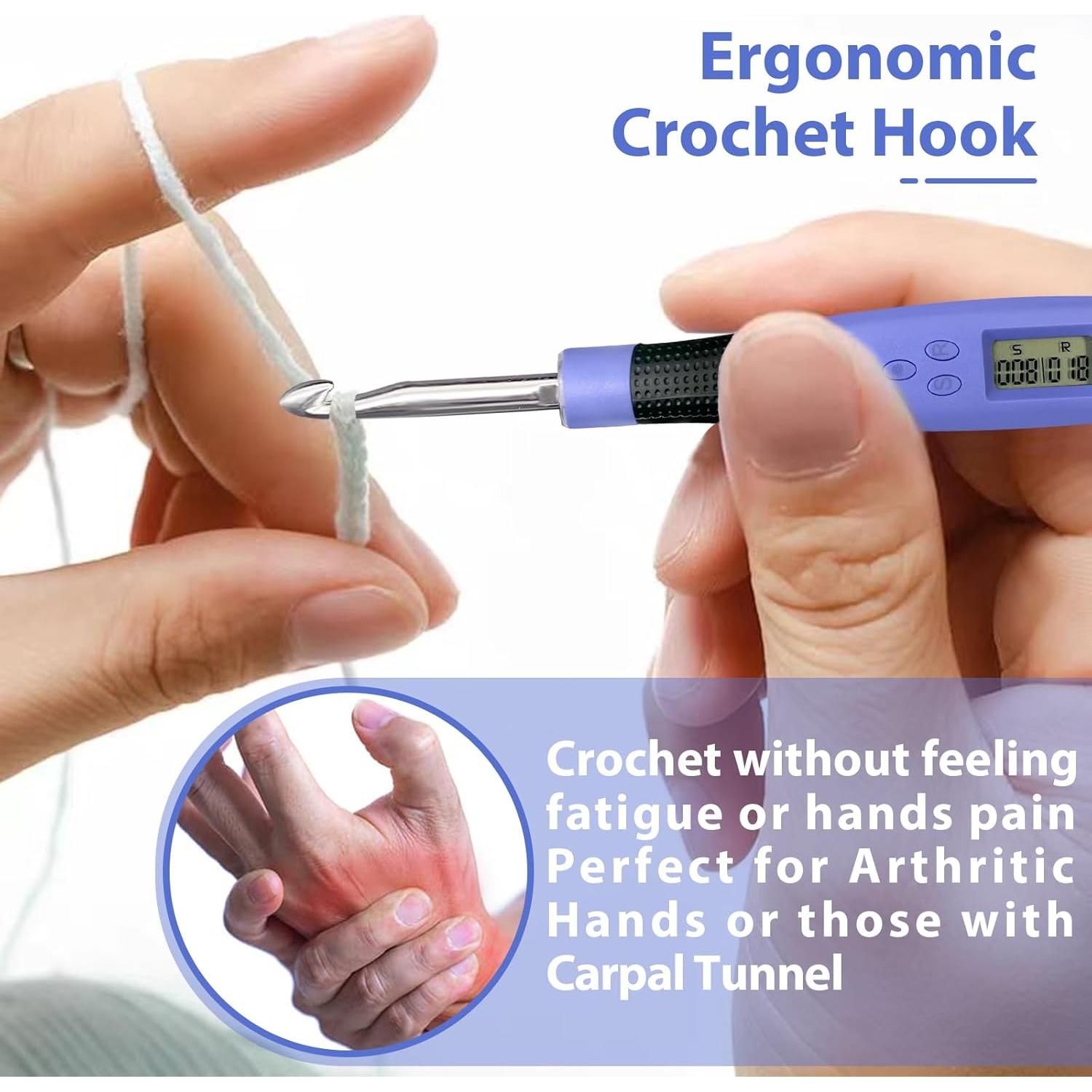 Aguja de Crochet Iluminada Transplantar 22 Tamaños Ergonomica