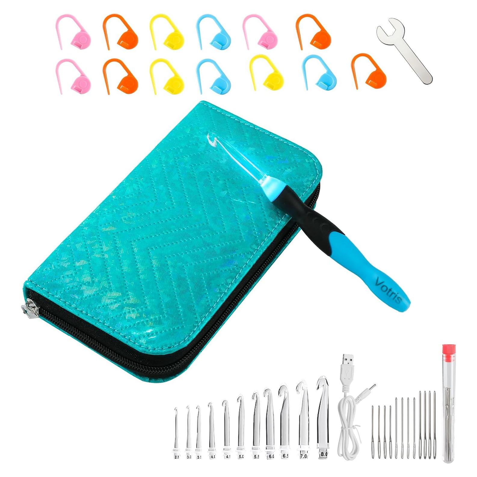 Juego de Ganchillos Iluminados Votris - 11 Piezas para Principiantes