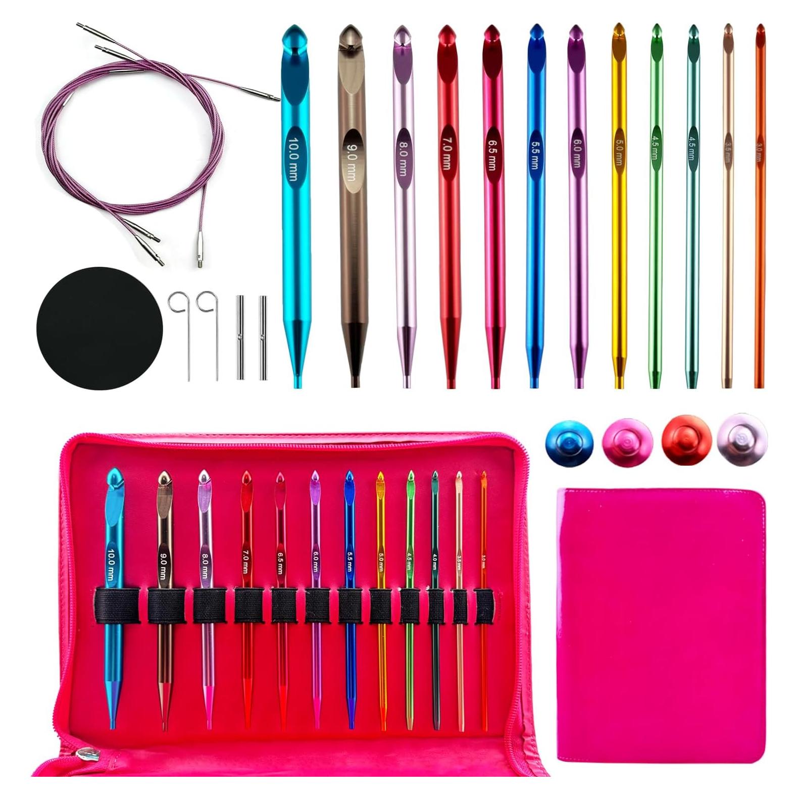 Juego de Ganchillos Tunecinos Mdoker 3mm-10mm con Cable