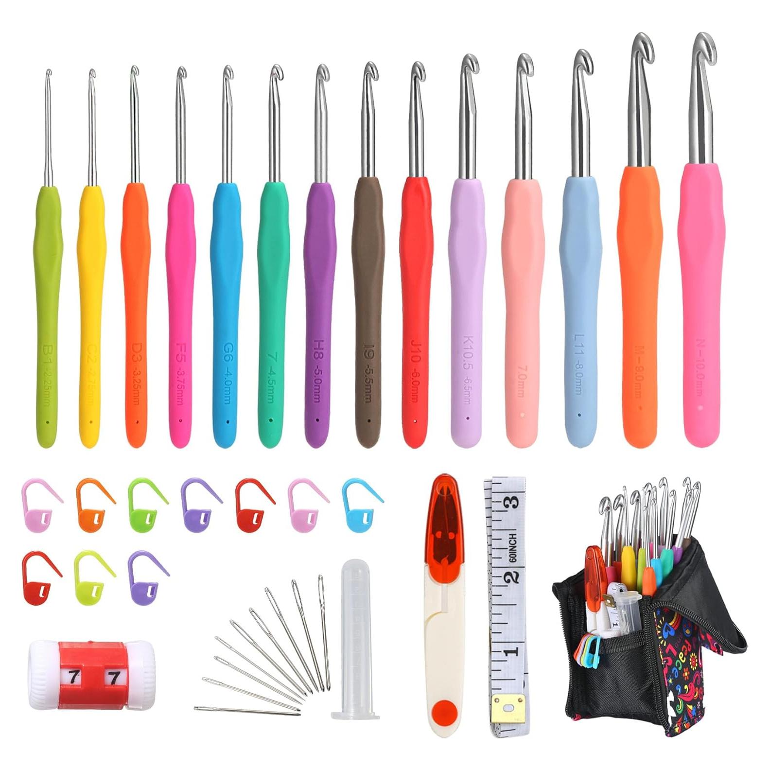 Set de Ganchillos Ergonómicos YOJOB 14 Tamaños 2.25mm a 10mm