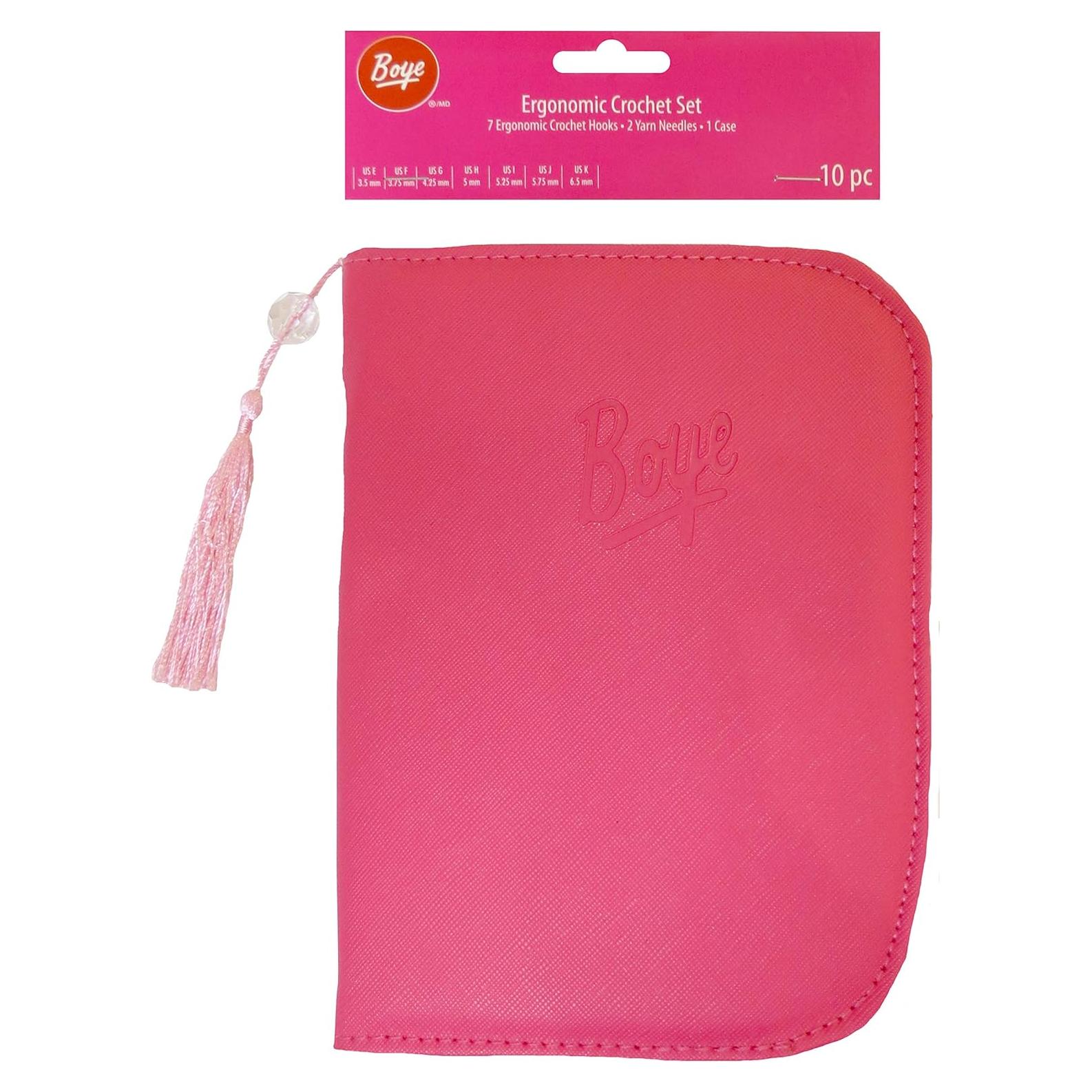 Juego de Agujas de Ganchillo Boye Ergonómico Rosa 7 Piezas
