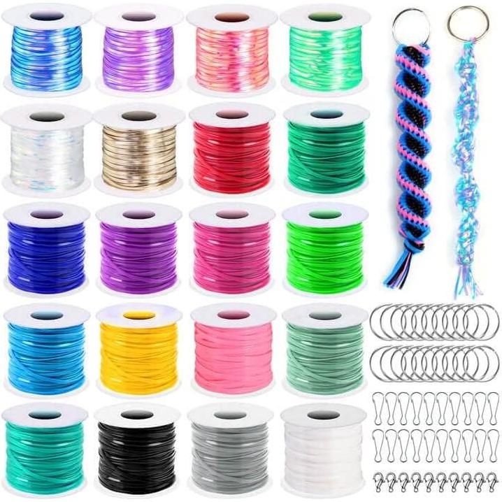 Kit de Cuerda de Lanyard Cridoz - 20 Rollos de Colores Brillantes
