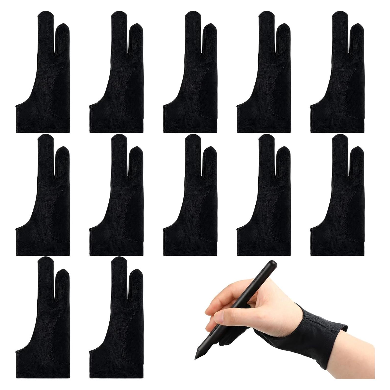 Guantes de Dibujo Digital 12 Pcs Silipull Spandex Negro