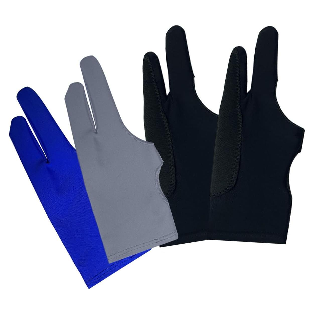 Guante de Dibujo Gzingen 4 PCS 2 Dedos Ambidiestro Azul Gris Negro