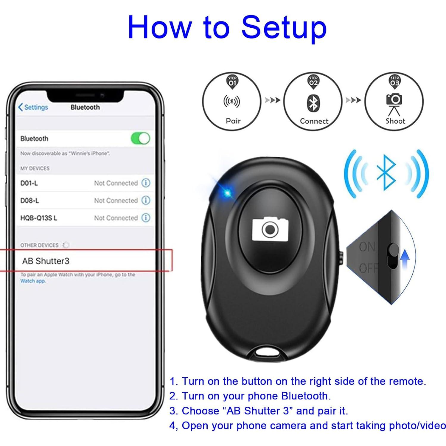 Generic Wireless Camera Shutter Clicker | Camera Shutter Remote Control for iPhone & Android Smartphones | Wireless Remote Control Selfie Button - Includes Wrist Strap, Black