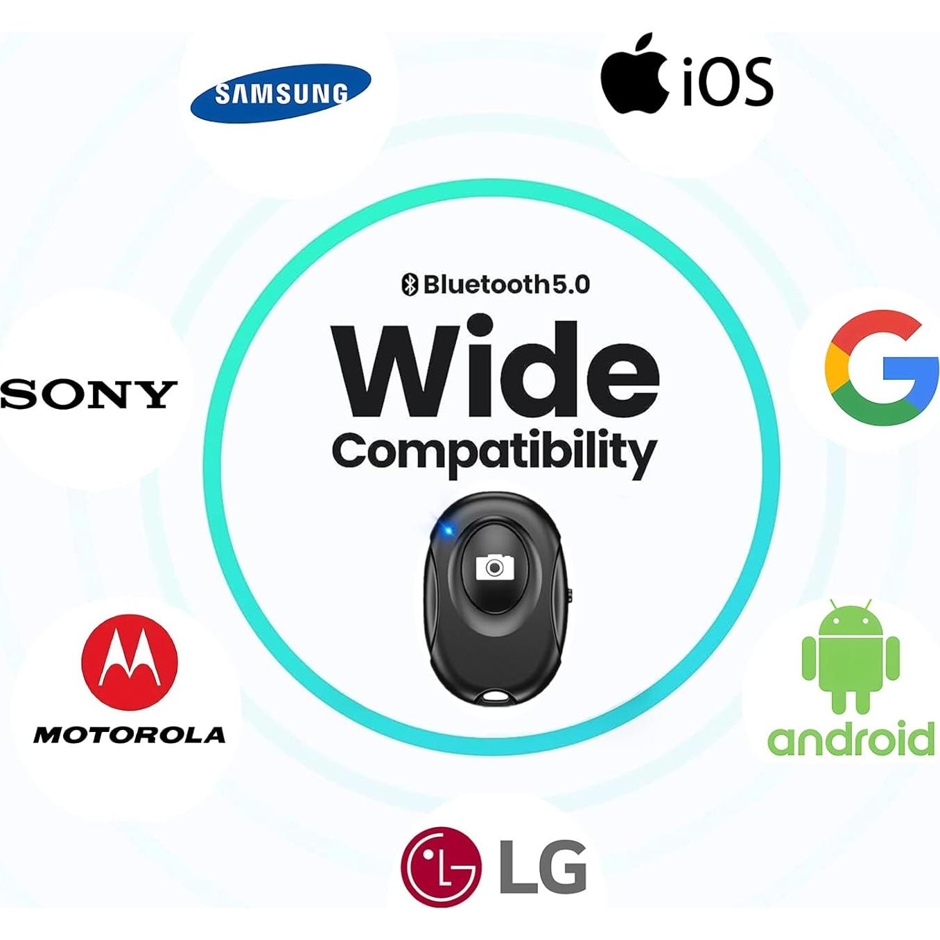 Generic Wireless Camera Shutter Clicker | Camera Shutter Remote Control for iPhone & Android Smartphones | Wireless Remote Control Selfie Button - Includes Wrist Strap, Black