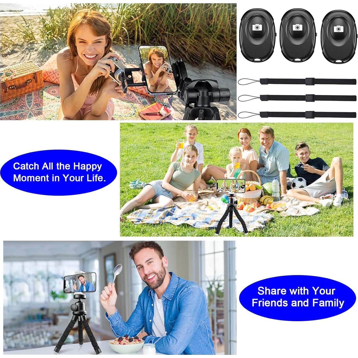 Generic Wireless Camera Shutter Clicker | Camera Shutter Remote Control for iPhone & Android Smartphones | Wireless Remote Control Selfie Button - Includes Wrist Strap, Black