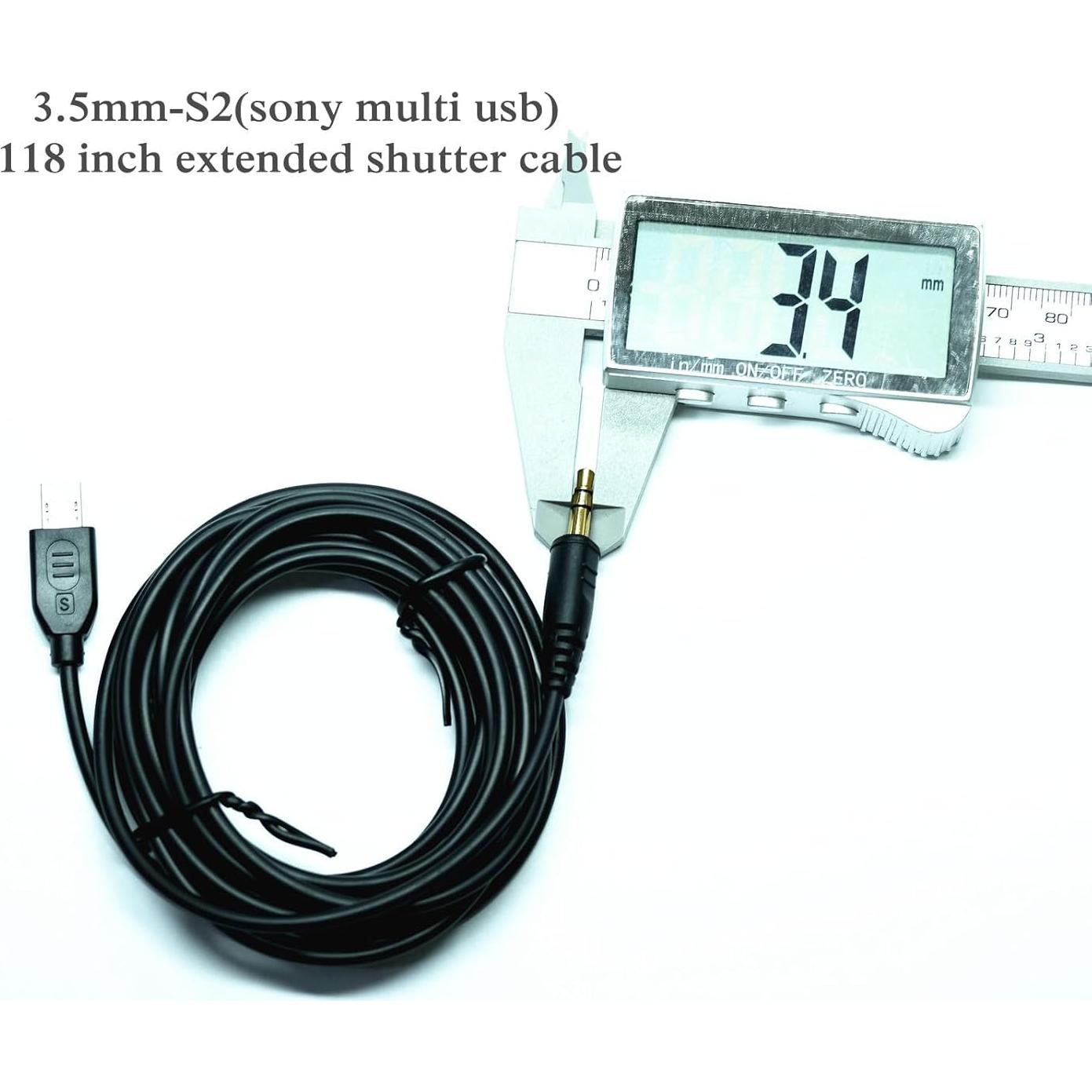 Cable de Extensión 300cm DYTDIEYINGTU 3.5mm-S2 para Cámara Sony