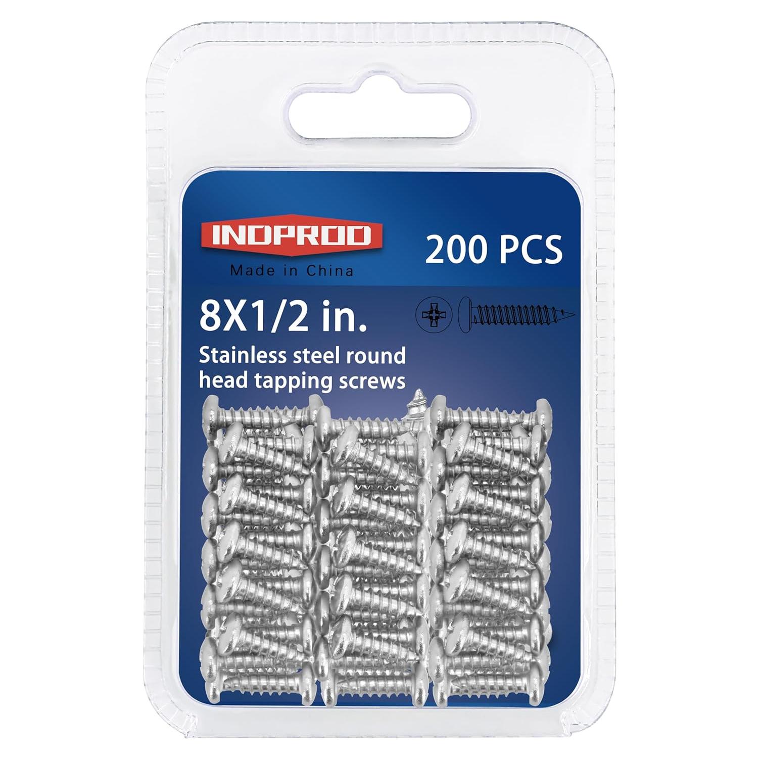 Tornillos Autoperforantes INDPROD #8 x 12mm Acero Inoxidable 200 Pzas