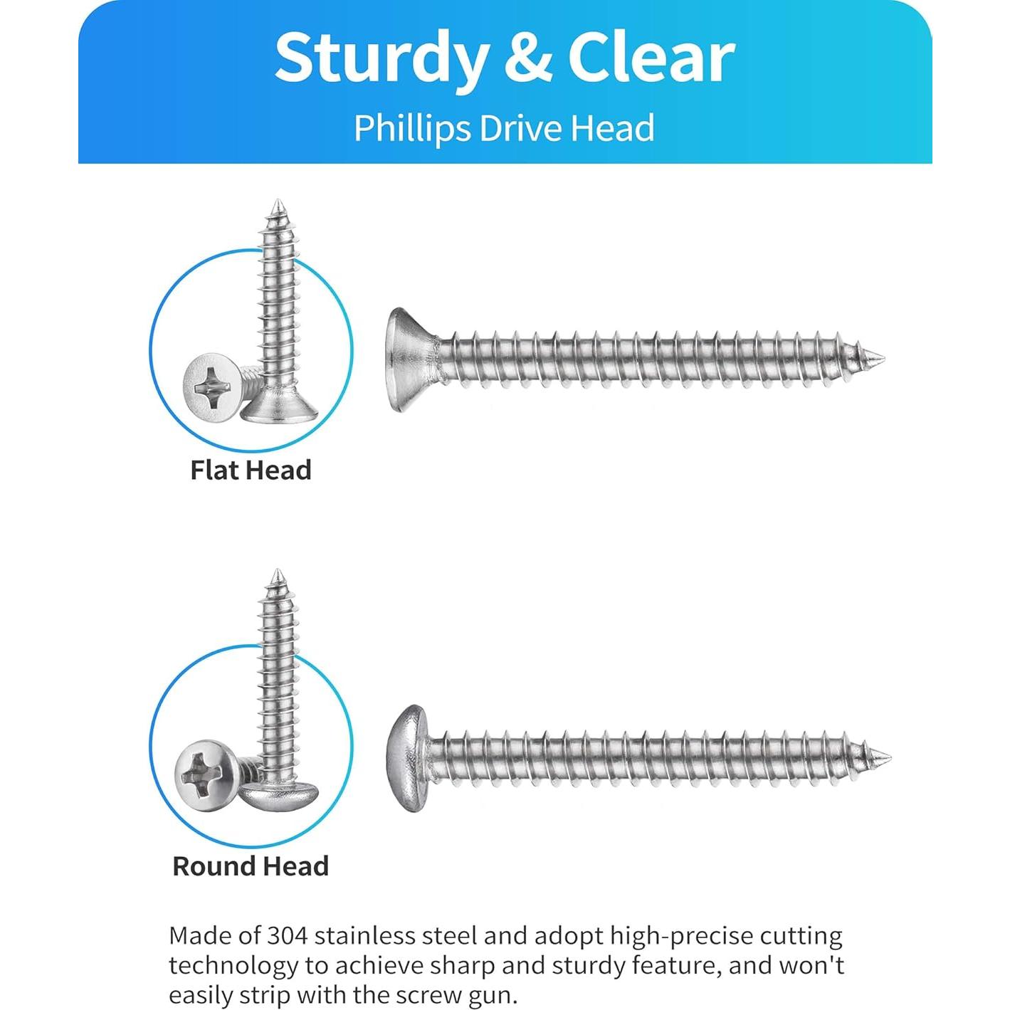 560 Tornillos Autoperforantes de Acero Inoxidable DIVANC M3-M6